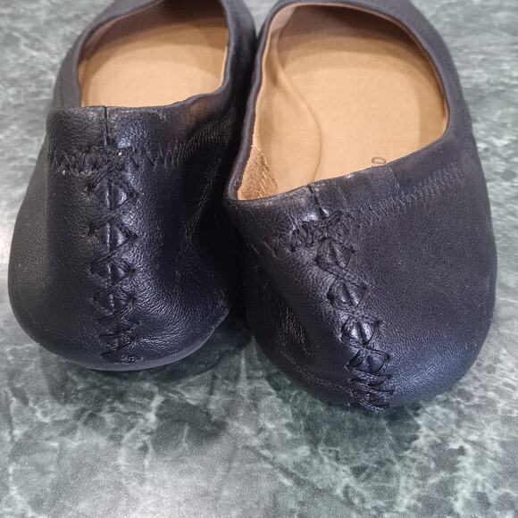 Lucky Brand ELAINY Black Soft Leather Ballet Flats Size 8 M Round Toe Cushioned - Picture 4 of 8